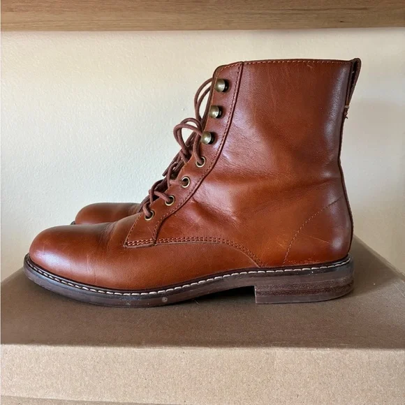 Madewell Women’s Kellie Lace Up Boot Dried Maple Leather Boots - Picture 6 of 10
